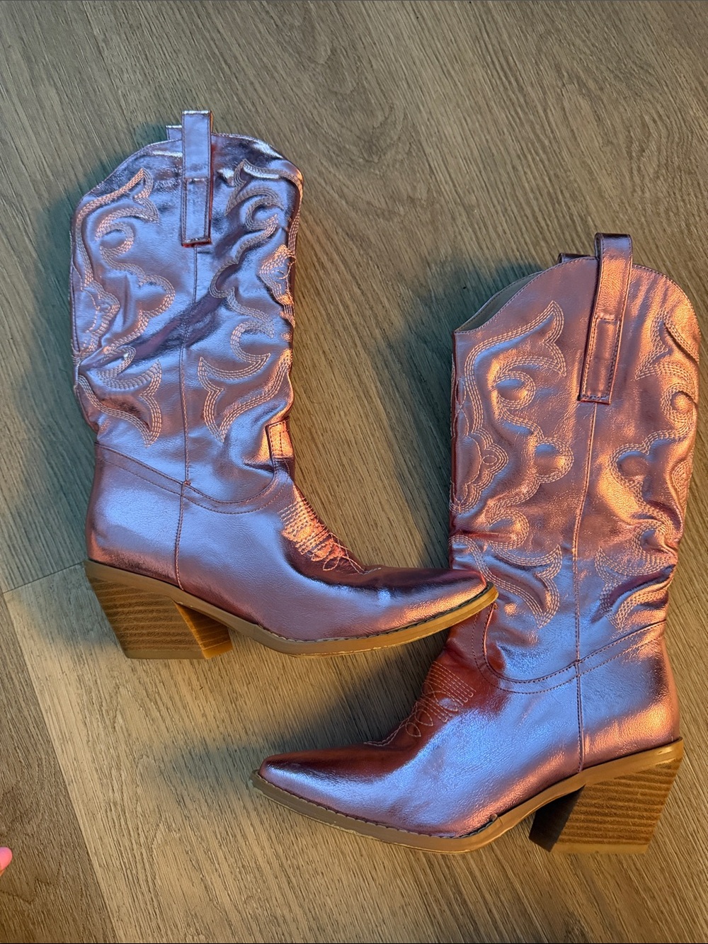 Metallic Pink Western Cowgirl Boots